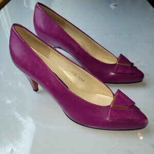 Vintage 80s Cone Heel Leather Maximalist Pumps Fuchsia Pink Size 6.5M